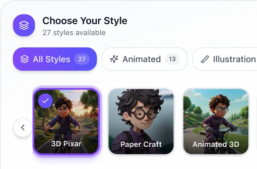 ToonBee's Choose Your Style picker with 3D Pixar selected